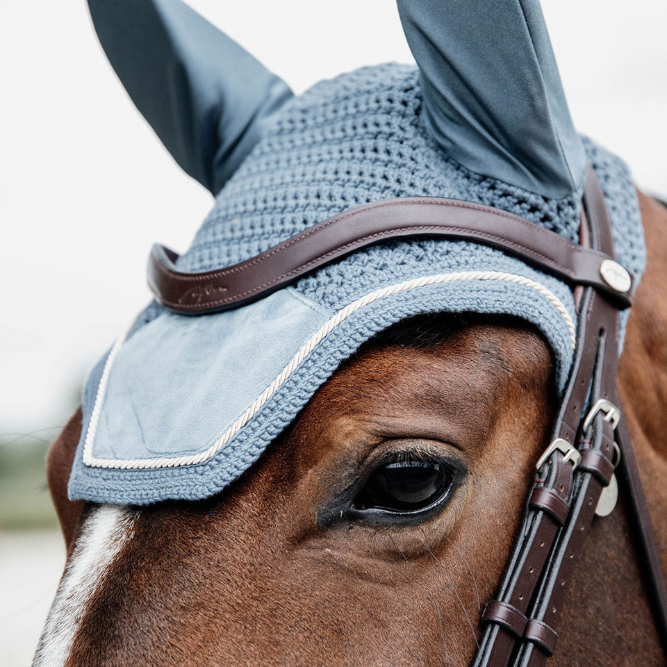 Kentucky Horsewear Wellington Velvet Fly Veil - Light Blue