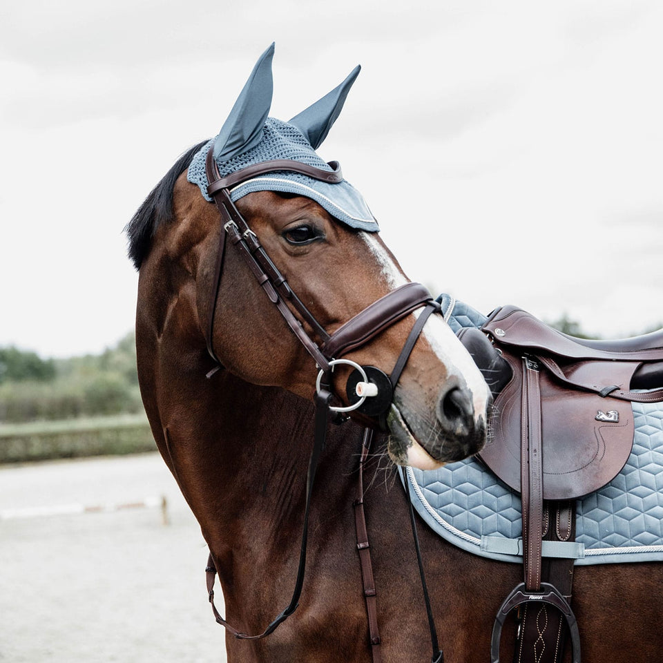 Kentucky Horsewear Wellington Velvet Fly Veil - Light Blue