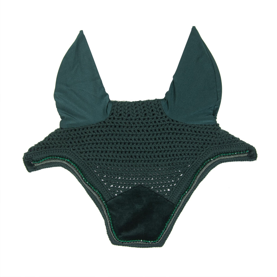 Kentucky Horsewear Wellington Velvet Pearls Fly Veil - Pine Green