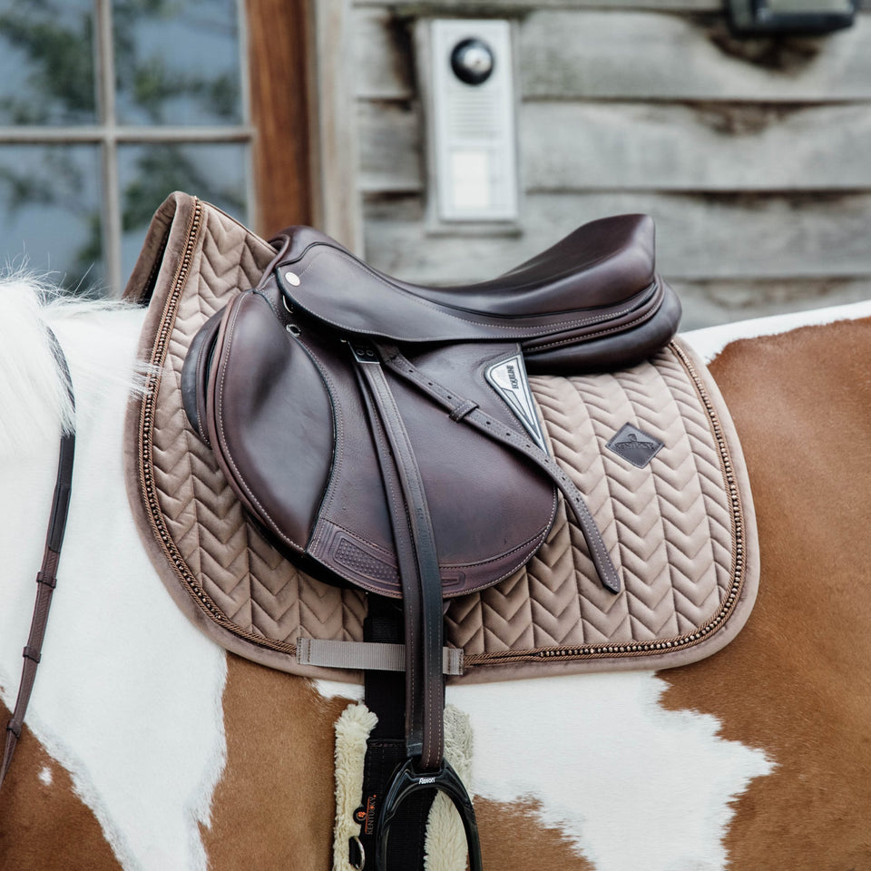 Kentucky Horsewear Velvet Pearls Jumping Saddle Cloth - Beige