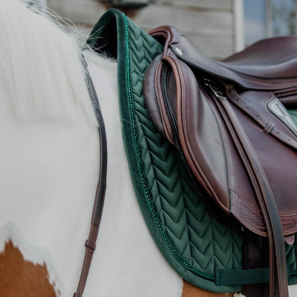 Kentucky Horsewear Velvet Pearls Jumping Saddle Cloth - Pine Green