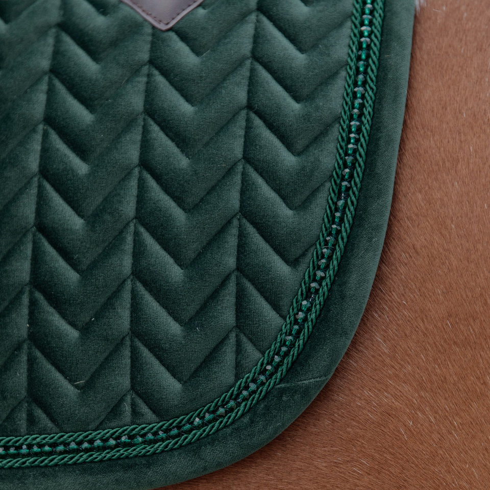 Kentucky Horsewear Velvet Pearls Jumping Saddle Cloth - Pine Green