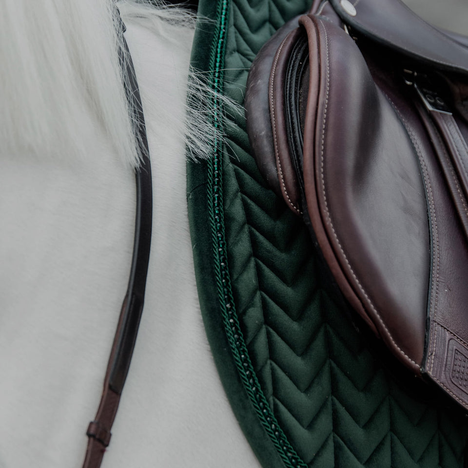 Kentucky Horsewear Velvet Pearls Jumping Saddle Cloth - Pine Green