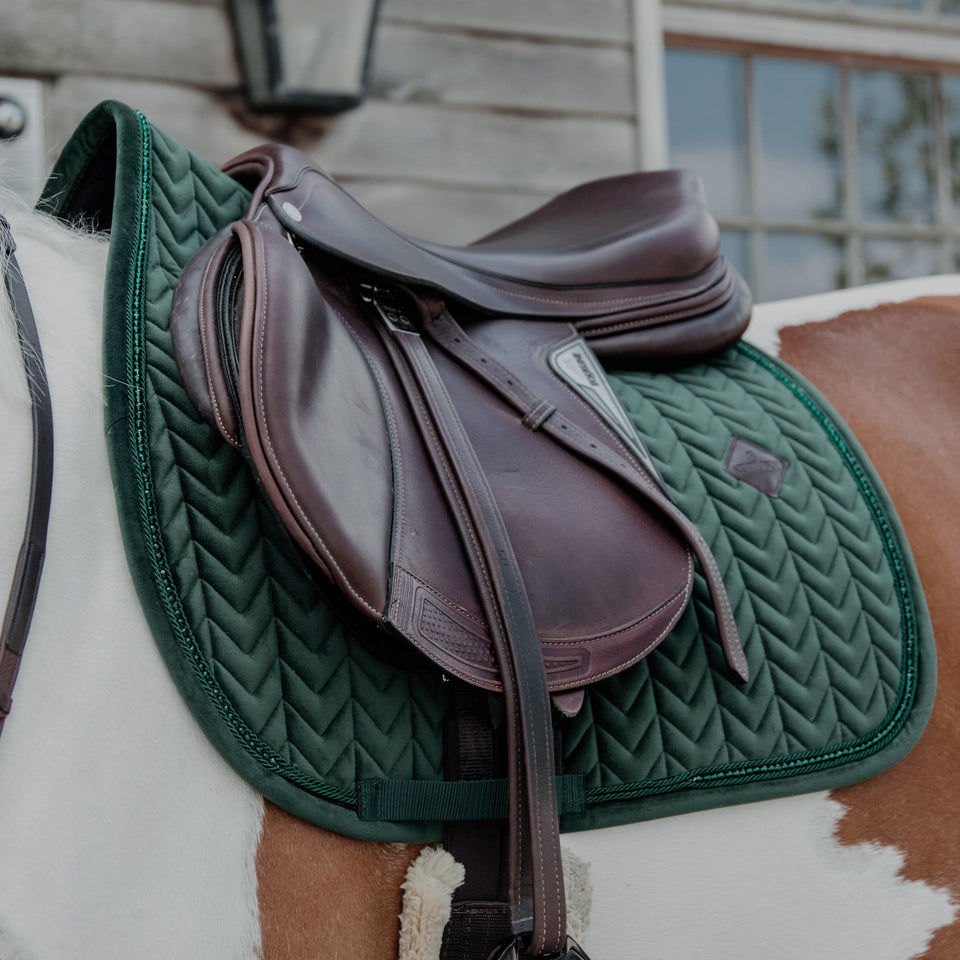 Kentucky Horsewear Velvet Pearls Jumping Saddle Cloth - Pine Green