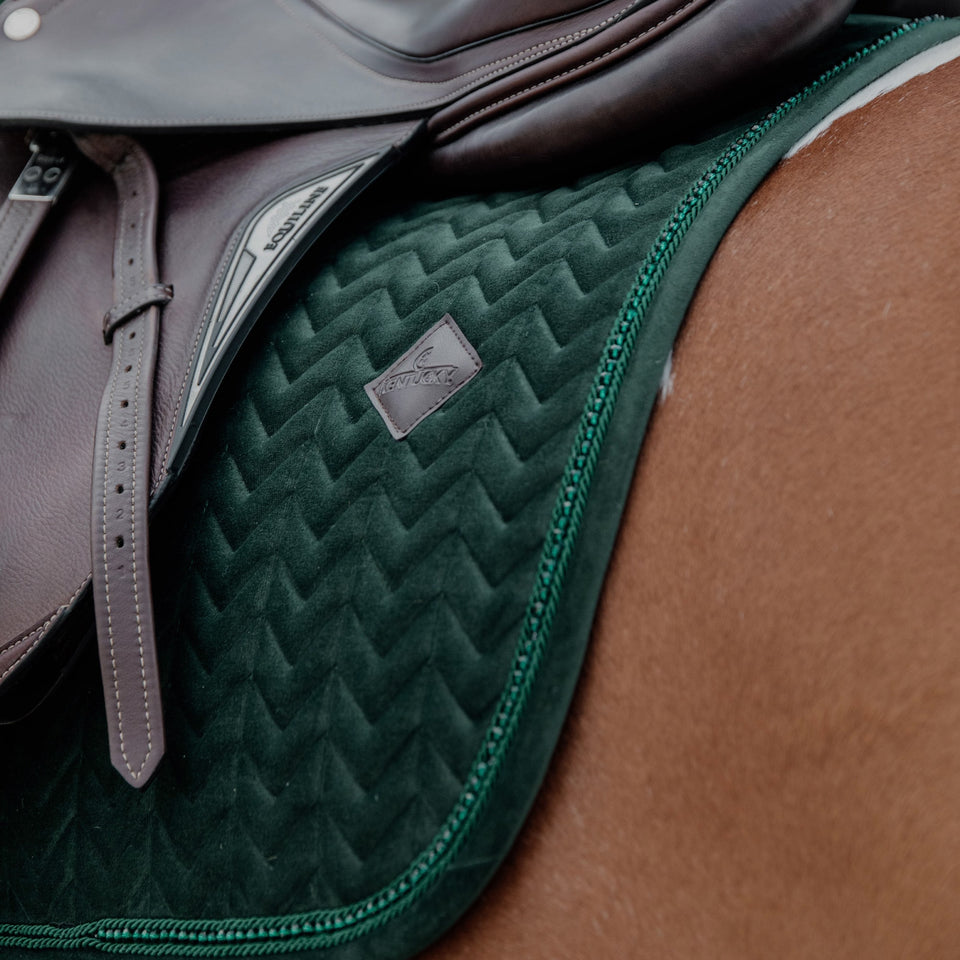 Kentucky Horsewear Velvet Pearls Jumping Saddle Cloth - Pine Green