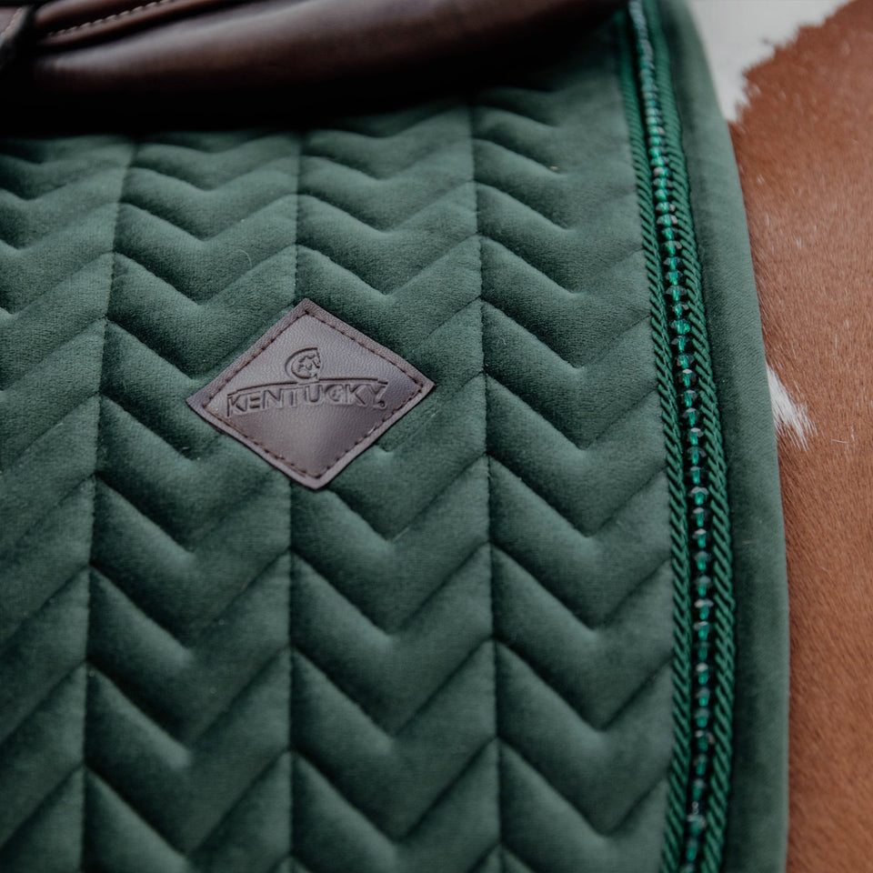 Kentucky Horsewear Velvet Pearls Jumping Saddle Cloth - Pine Green