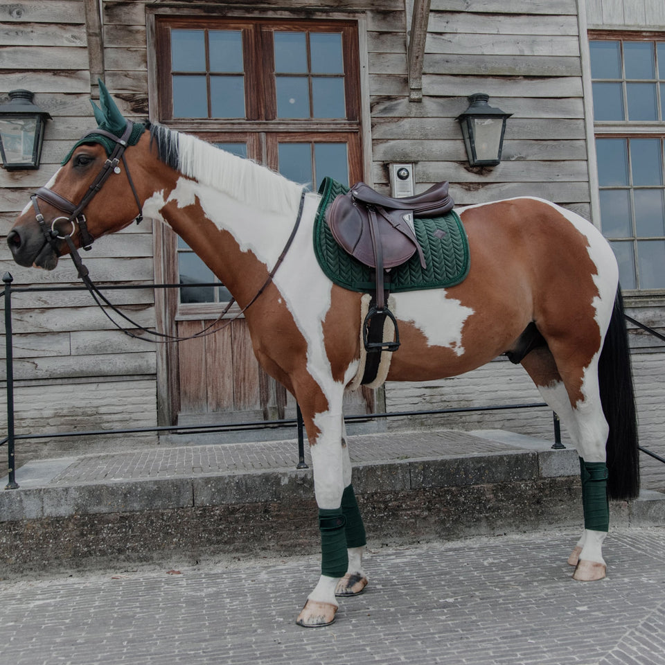 Kentucky Horsewear Velvet Pearls Jumping Saddle Cloth - Pine Green