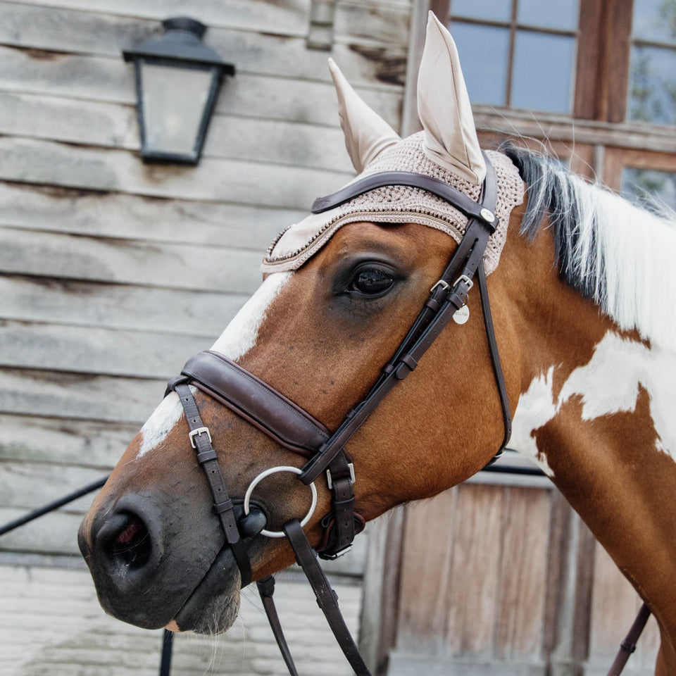 Kentucky Horsewear Wellington Velvet Pearls Fly Veil - Beige