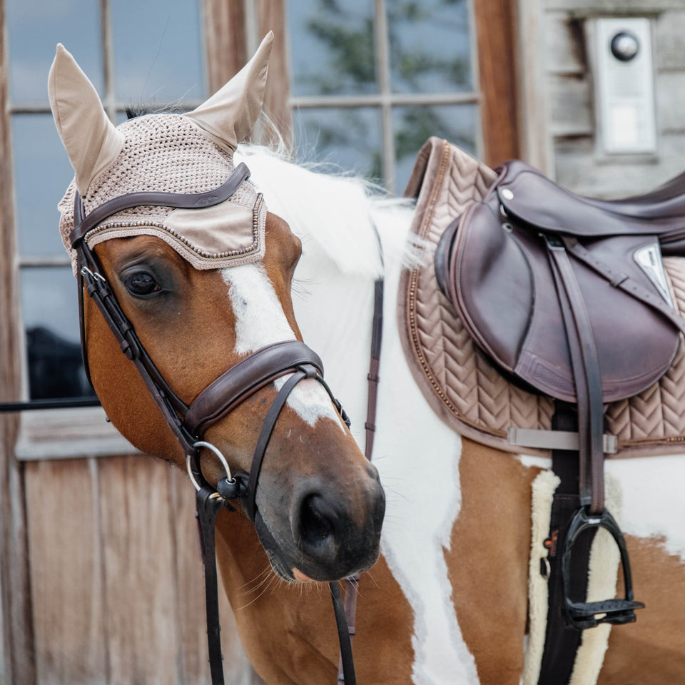 Kentucky Horsewear Wellington Velvet Pearls Fly Veil - Beige