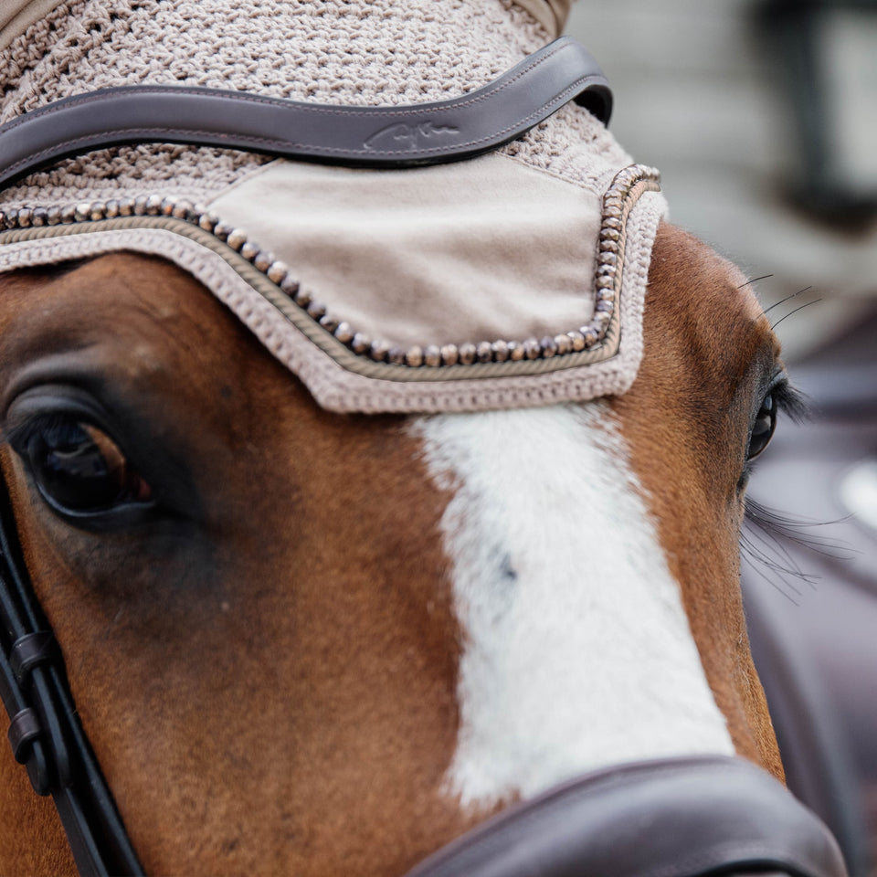 Kentucky Horsewear Wellington Velvet Pearls Fly Veil - Beige