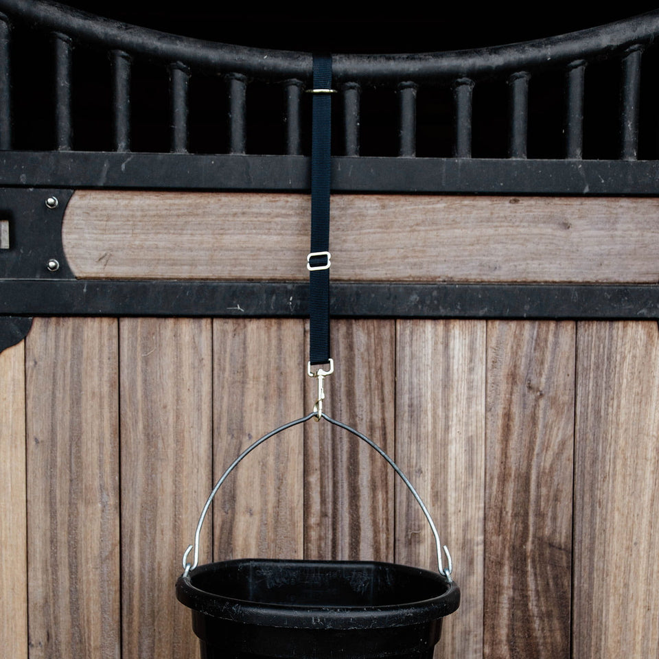 Kentucky Horsewear Long Nylon Hook and Ring - Black