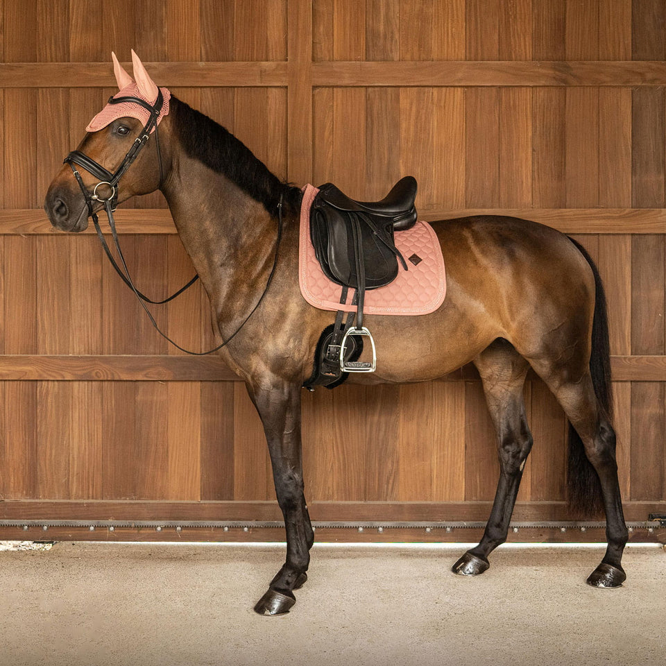 Kentucky Horsewear Classic Onion Plaited Glitter Rope Dressage Saddle Cloth - Old Rose