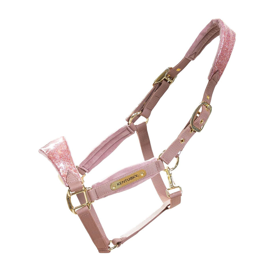 Kentucky Horsewear Velvet Headcollar Unicorn Glitter - Old Rose