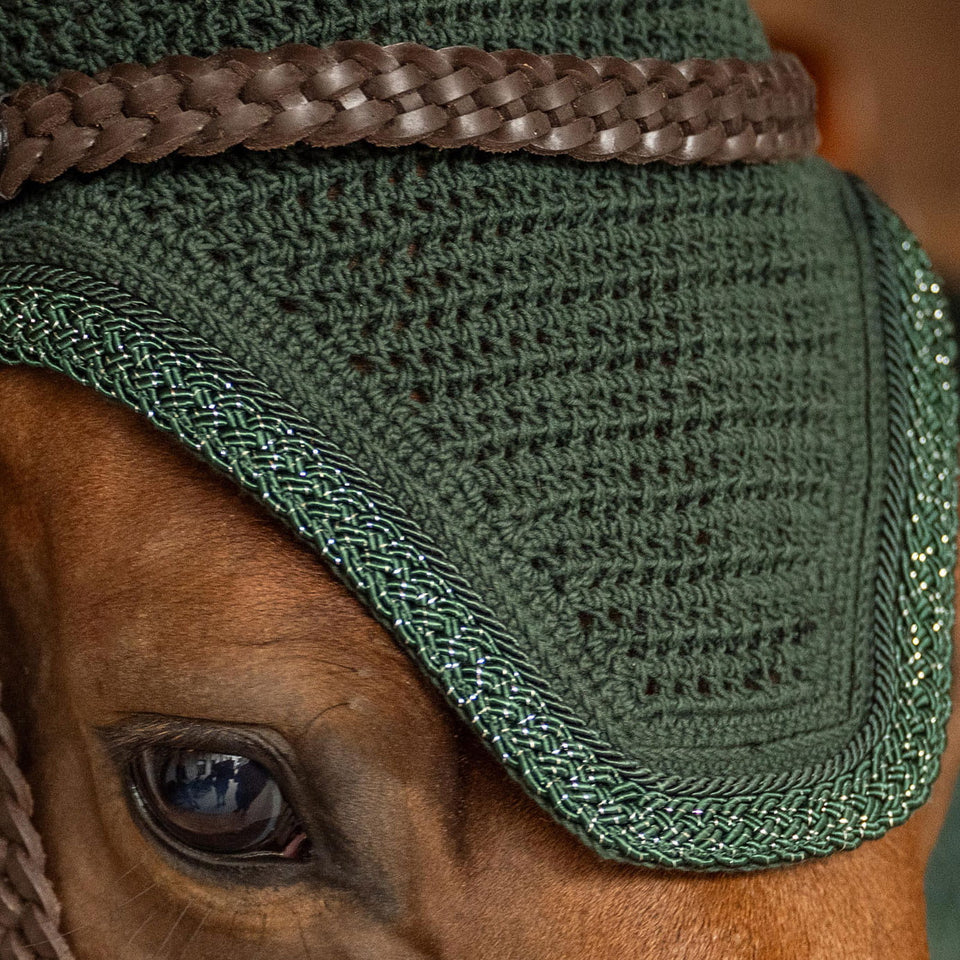 Kentucky Horsewear Wellington Plaited Glitter Rope Fly Veil - Dark Green