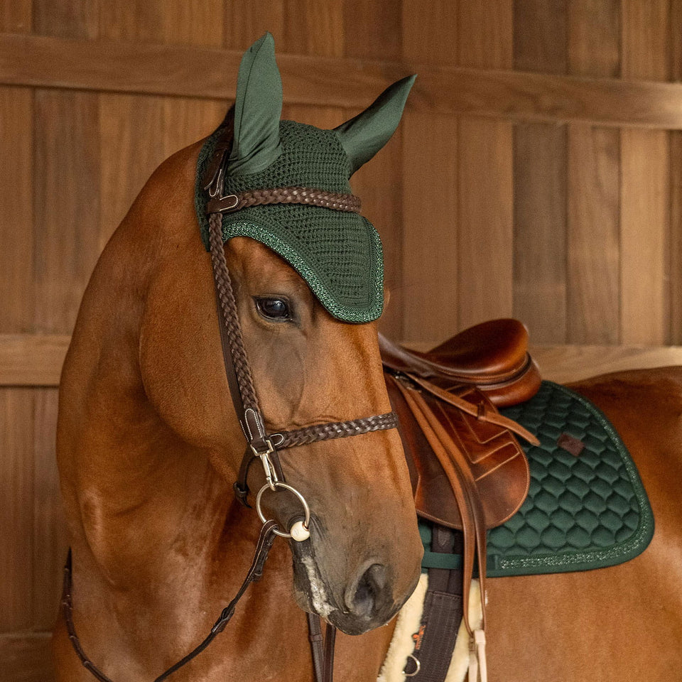 Kentucky Horsewear Wellington Plaited Glitter Rope Fly Veil - Dark Green