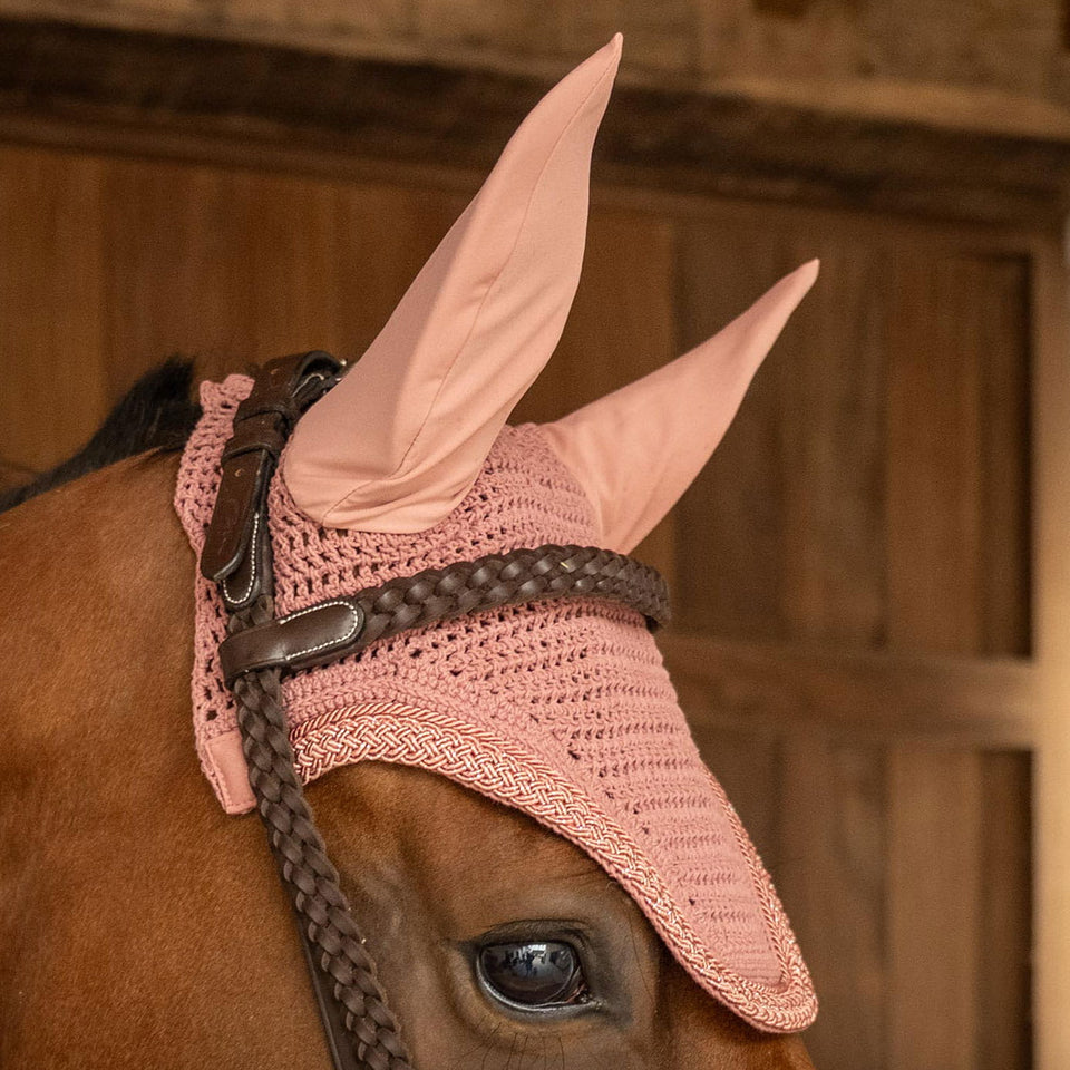 Kentucky Horsewear Wellington Plaited Glitter Rope Fly Veil - Old Rose
