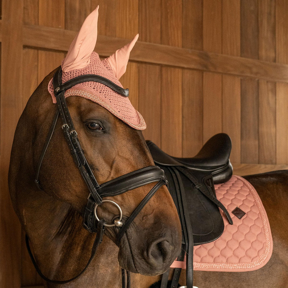 Kentucky Horsewear Wellington Plaited Glitter Rope Fly Veil - Old Rose