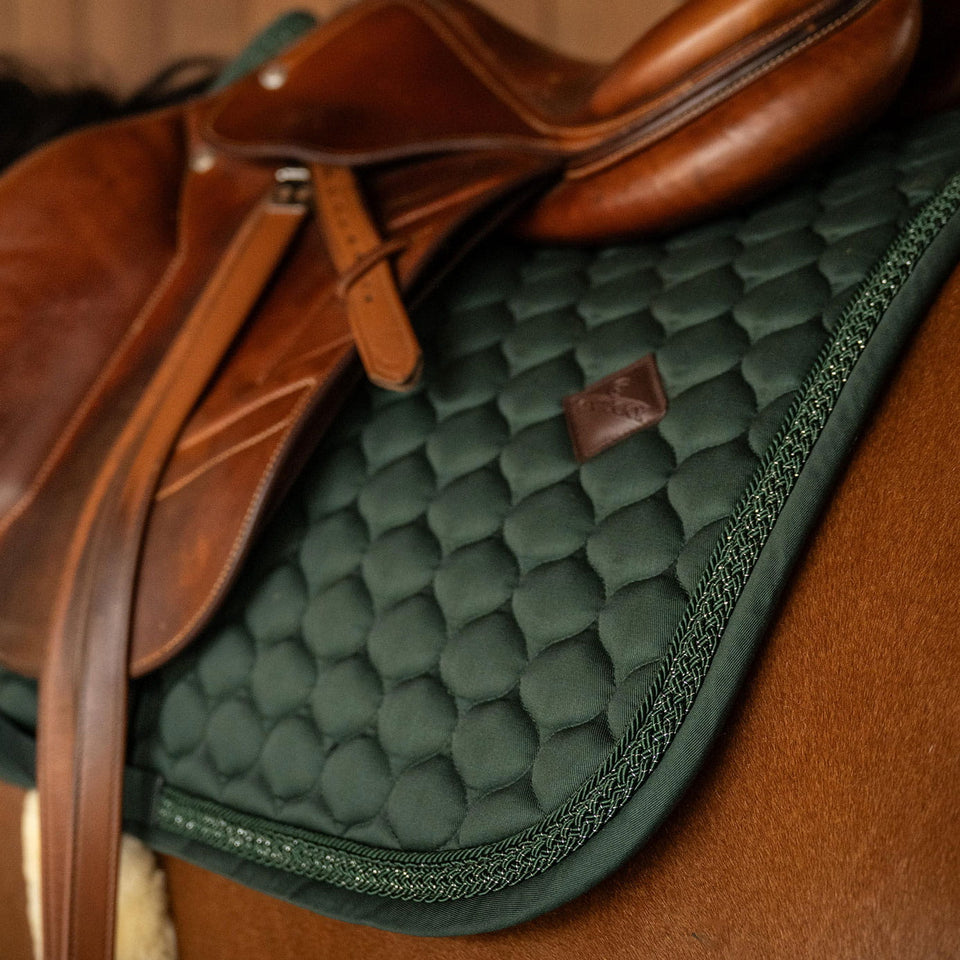 Kentucky Horsewear Classic Onion Plaited Glitter Rope Jumping Saddle Cloth - Dark Green