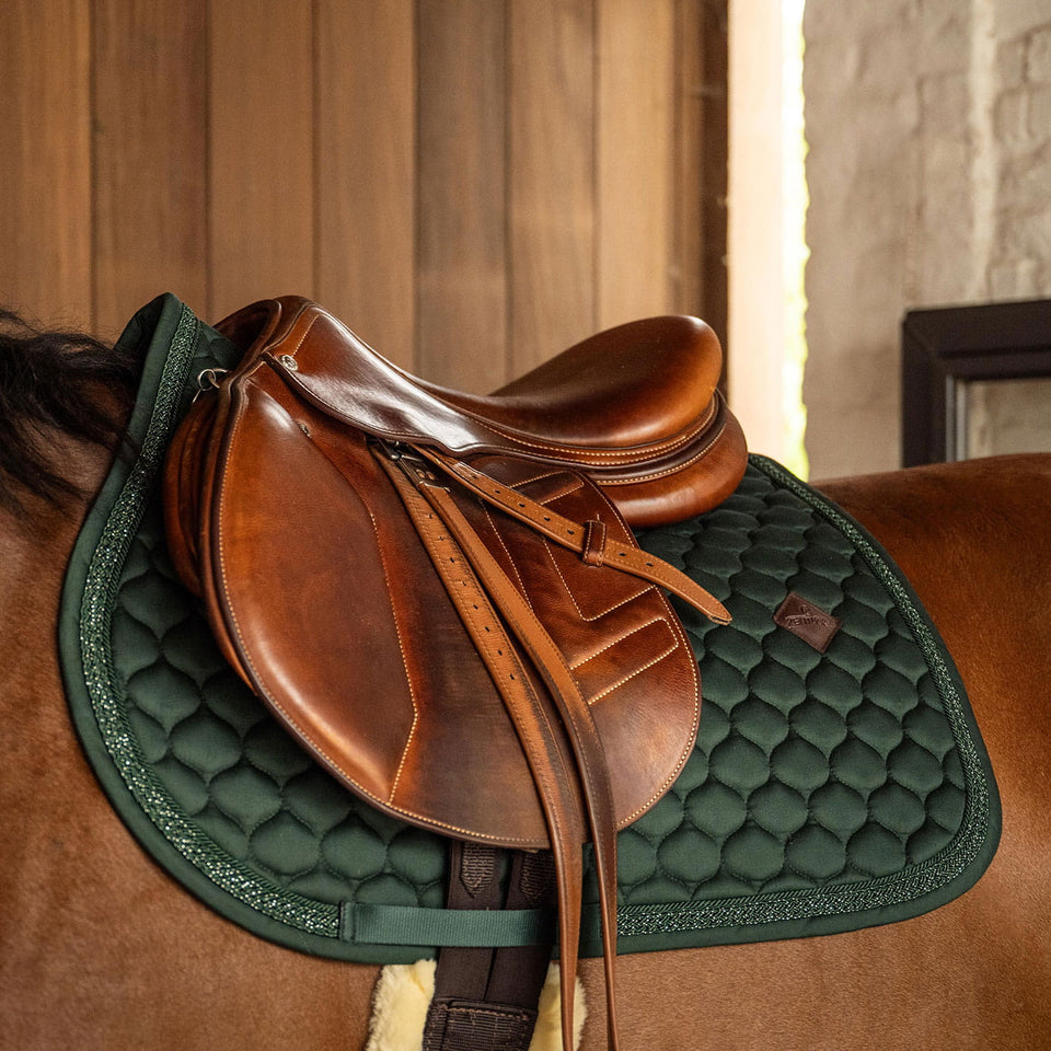 Kentucky Horsewear Classic Onion Plaited Glitter Rope Jumping Saddle Cloth - Dark Green