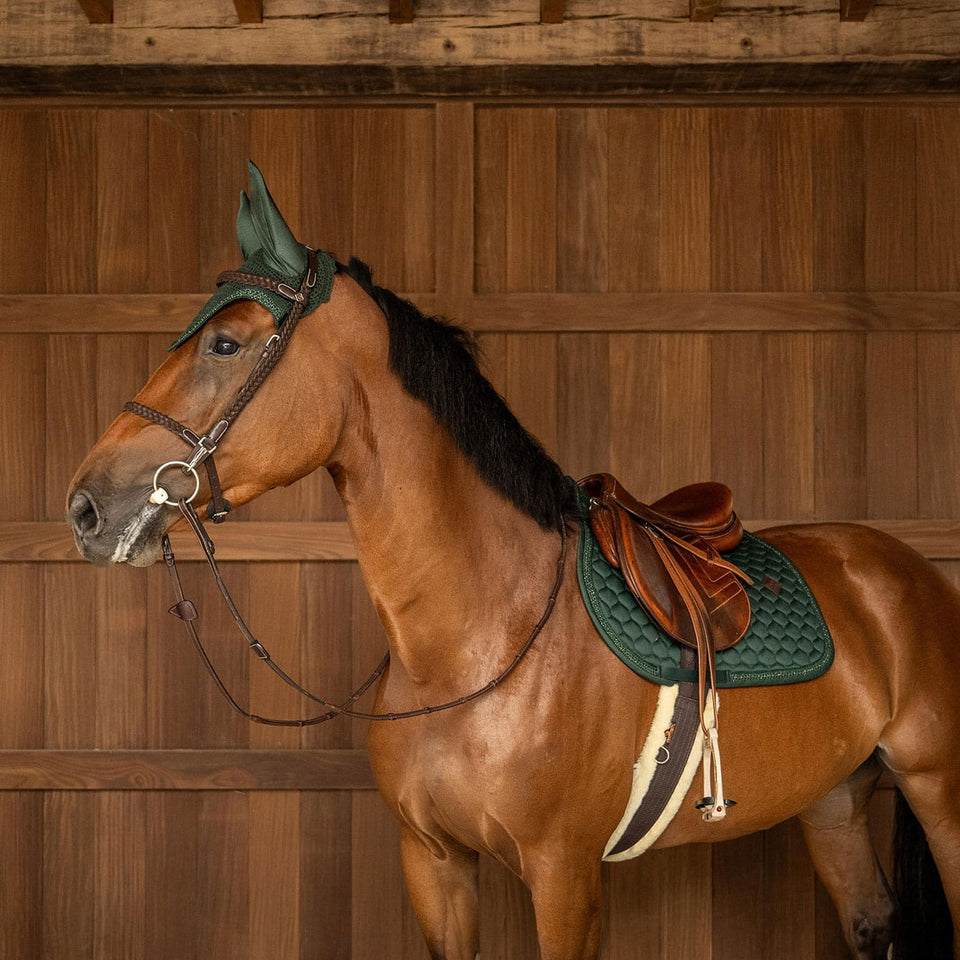 Kentucky Horsewear Classic Onion Plaited Glitter Rope Jumping Saddle Cloth - Dark Green