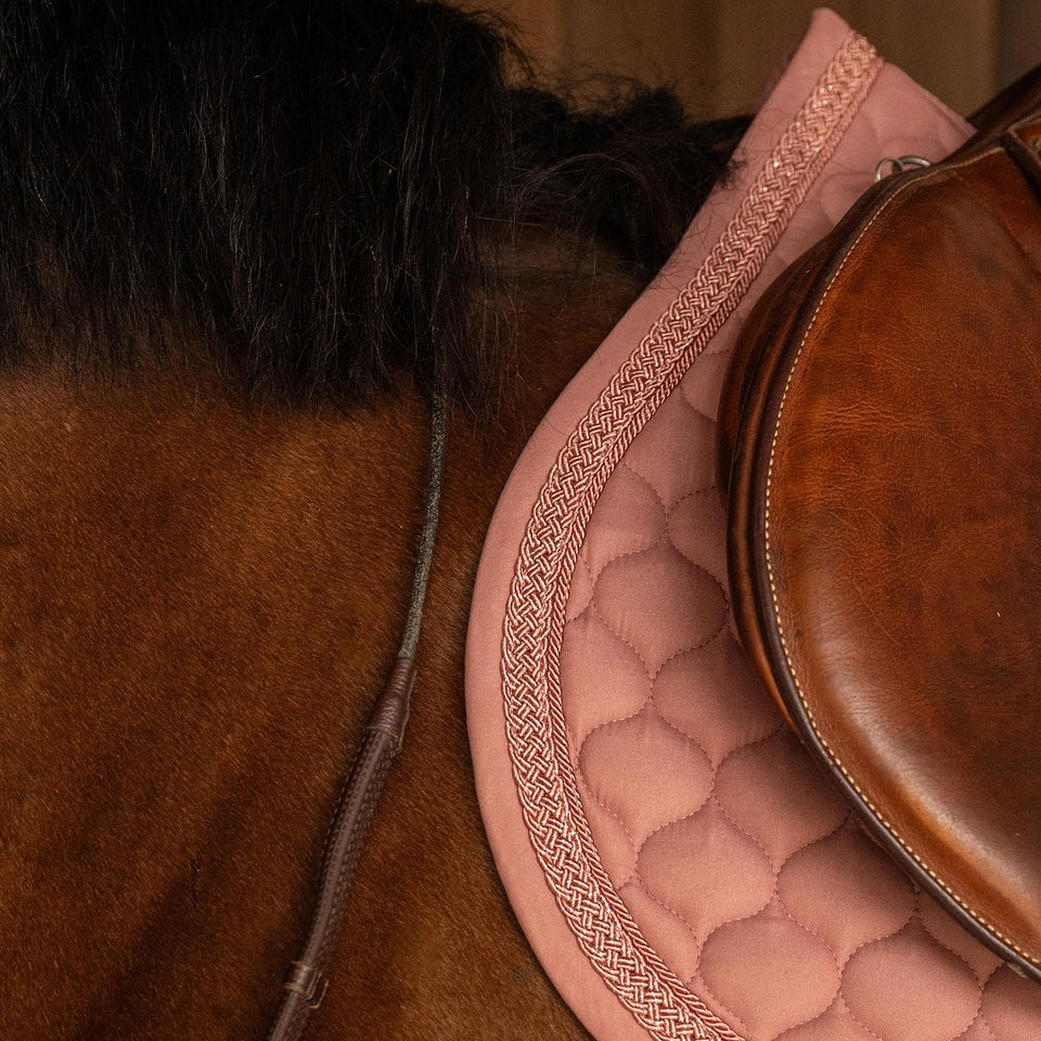 Kentucky Horsewear Classic Onion Plaited Glitter Rope Jumping Saddle Cloth - Old Rose