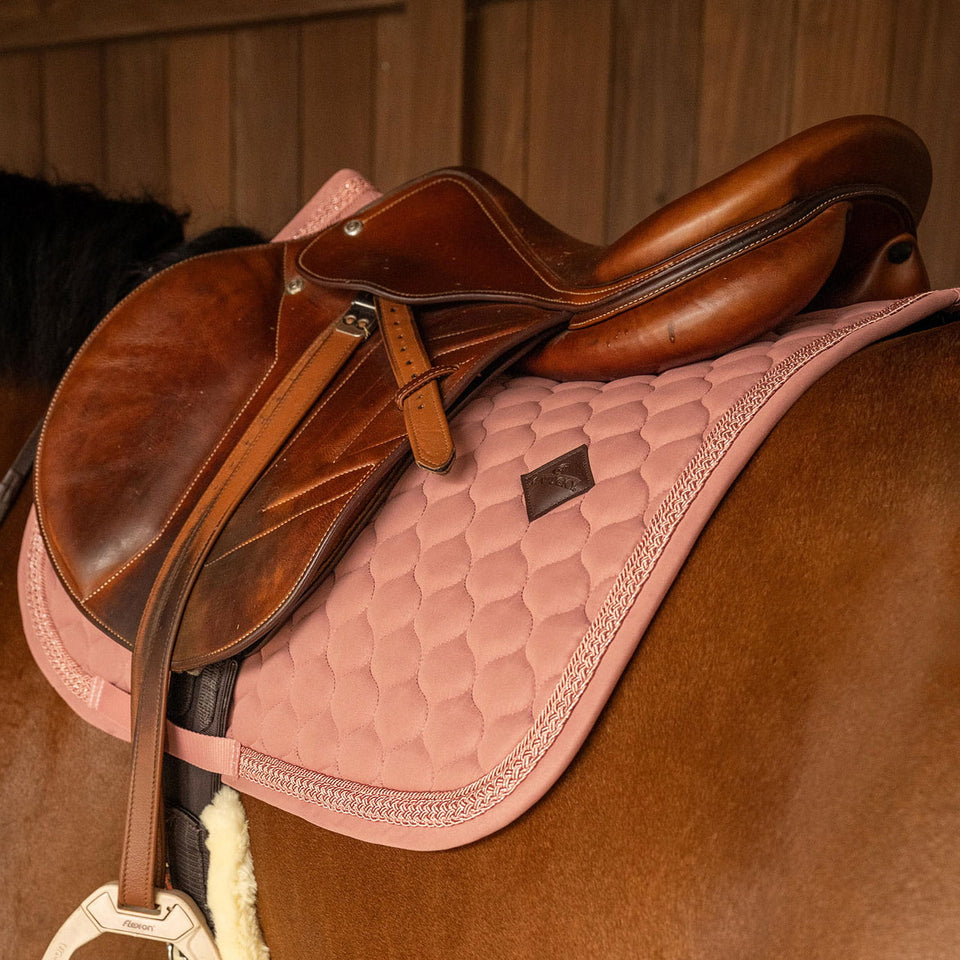 Kentucky Horsewear Classic Onion Plaited Glitter Rope Jumping Saddle Cloth - Old Rose