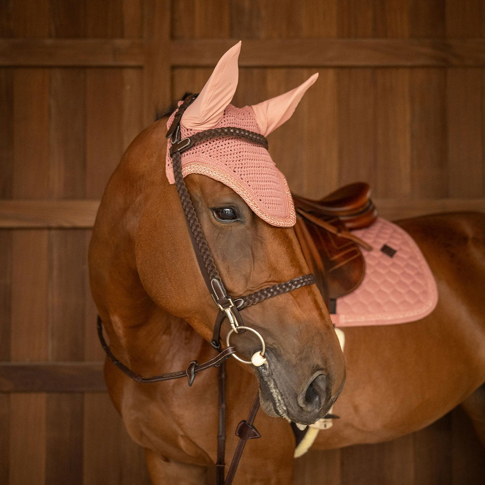 Kentucky Horsewear Classic Onion Plaited Glitter Rope Jumping Saddle Cloth - Old Rose