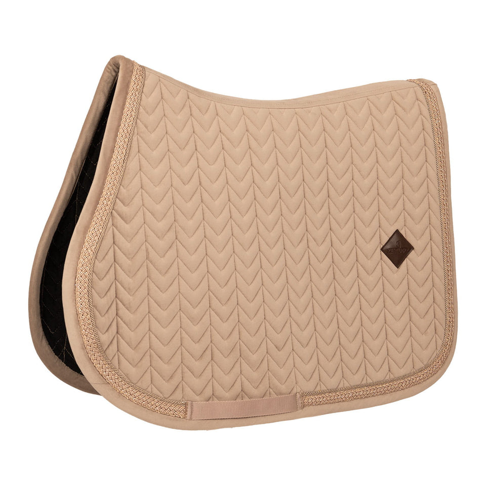 Kentucky Horsewear Velvet Fishbone Plaited Glitter Rope Jumping Saddle Cloth - Beige