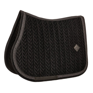 Kentucky Horsewear Velvet Fishbone Plaited Glitter Rope Jumping Saddle Cloth - Black