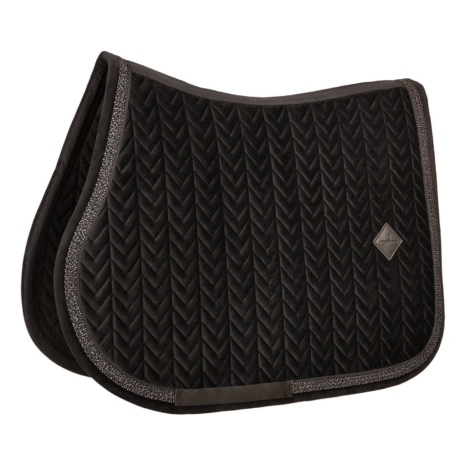 Kentucky Horsewear Velvet Fishbone Plaited Glitter Rope Jumping Saddle Cloth - Black