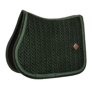 Kentucky Horsewear Velvet Fishbone Plaited Glitter Rope Jumping Saddle Cloth - Dark Green