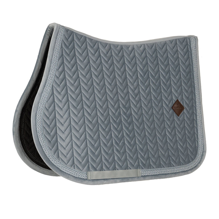 Kentucky Horsewear Velvet Fishbone Plaited Glitter Rope Jumping Saddle Cloth - Light Blue