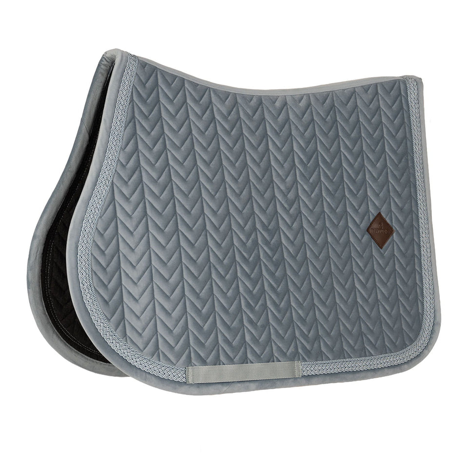 Kentucky Horsewear Velvet Fishbone Plaited Glitter Rope Jumping Saddle Cloth - Light Blue