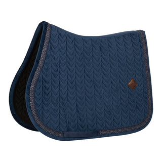 Kentucky Horsewear Velvet Fishbone Plaited Glitter Rope Jumping Saddle Cloth - Navy