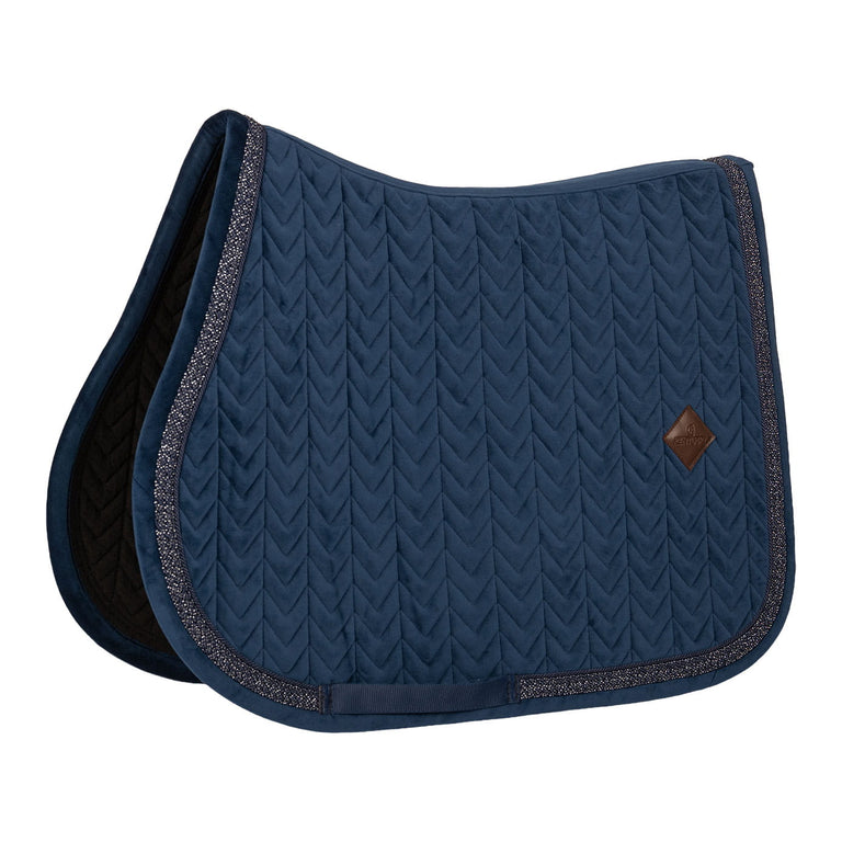 Kentucky Horsewear Velvet Fishbone Plaited Glitter Rope Jumping Saddle Cloth - Navy