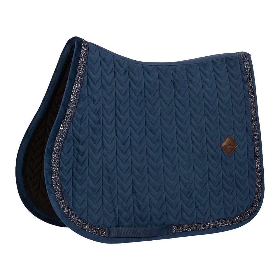 Kentucky Horsewear Velvet Fishbone Plaited Glitter Rope Jumping Saddle Cloth - Navy