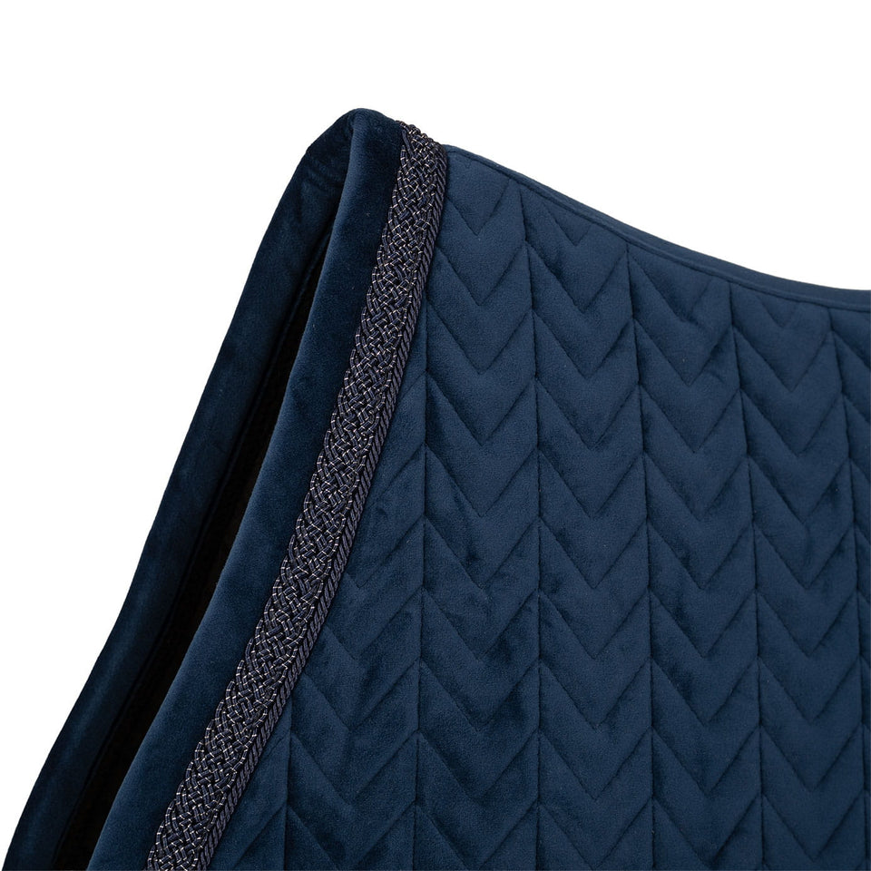 Kentucky Horsewear Velvet Fishbone Plaited Glitter Rope Jumping Saddle Cloth - Navy
