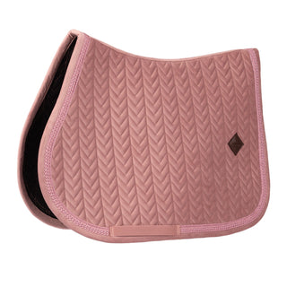 Kentucky Horsewear Velvet Fishbone Plaited Glitter Rope Jumping Saddle Cloth - Old Rose
