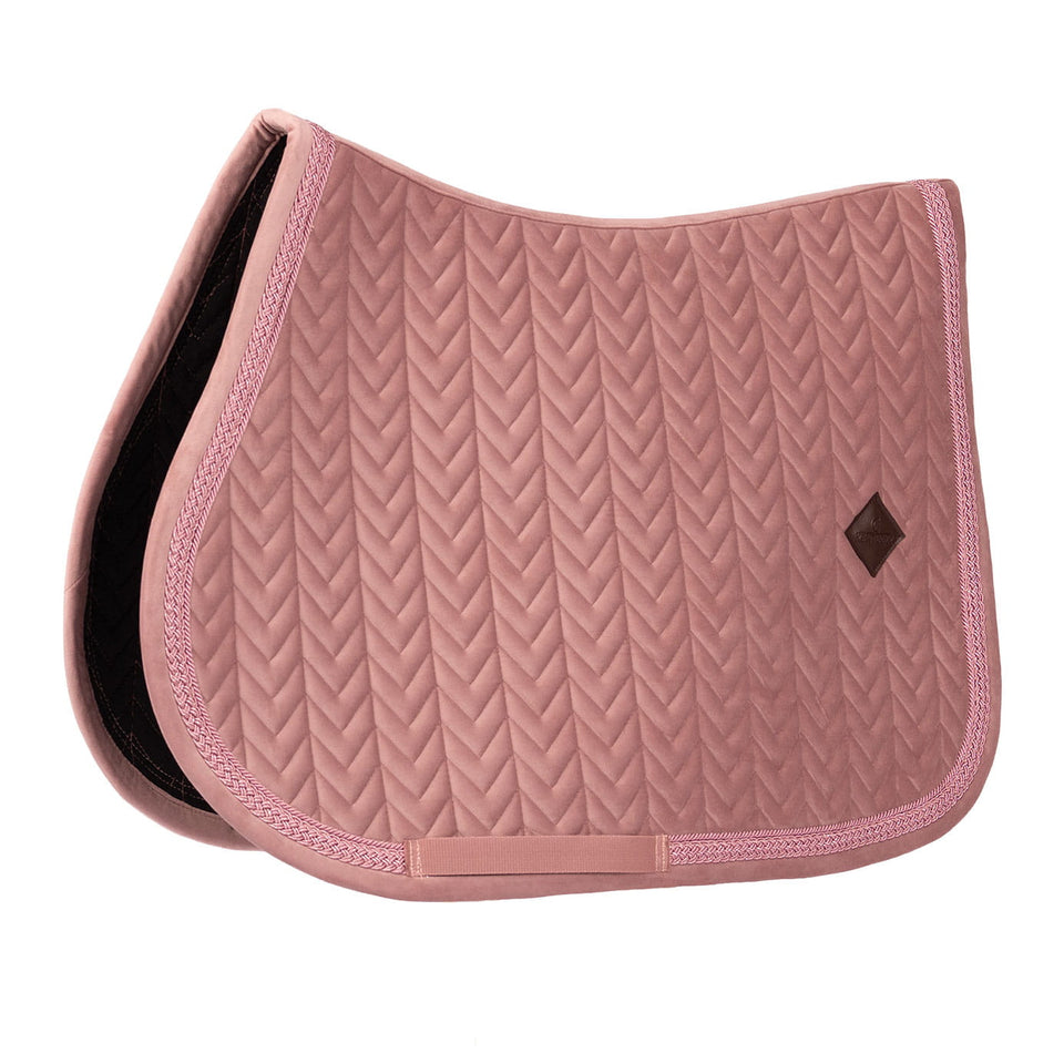 Kentucky Horsewear Velvet Fishbone Plaited Glitter Rope Jumping Saddle Cloth - Old Rose