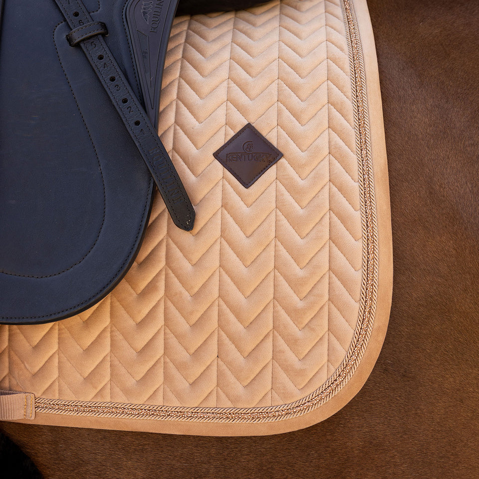 Kentucky Horsewear Velvet Mini Pearls Dressage Saddle Cloth - Beige