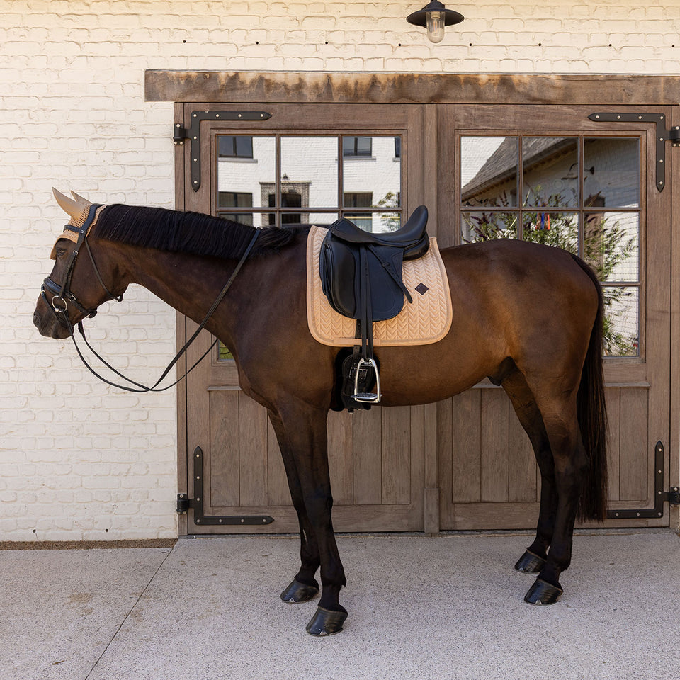 Kentucky Horsewear Velvet Mini Pearls Dressage Saddle Cloth - Beige