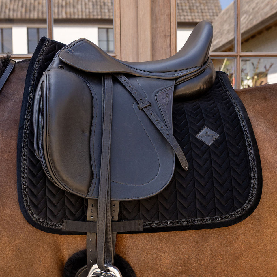 Kentucky Horsewear Velvet Mini Pearls Dressage Saddle Cloth - Black