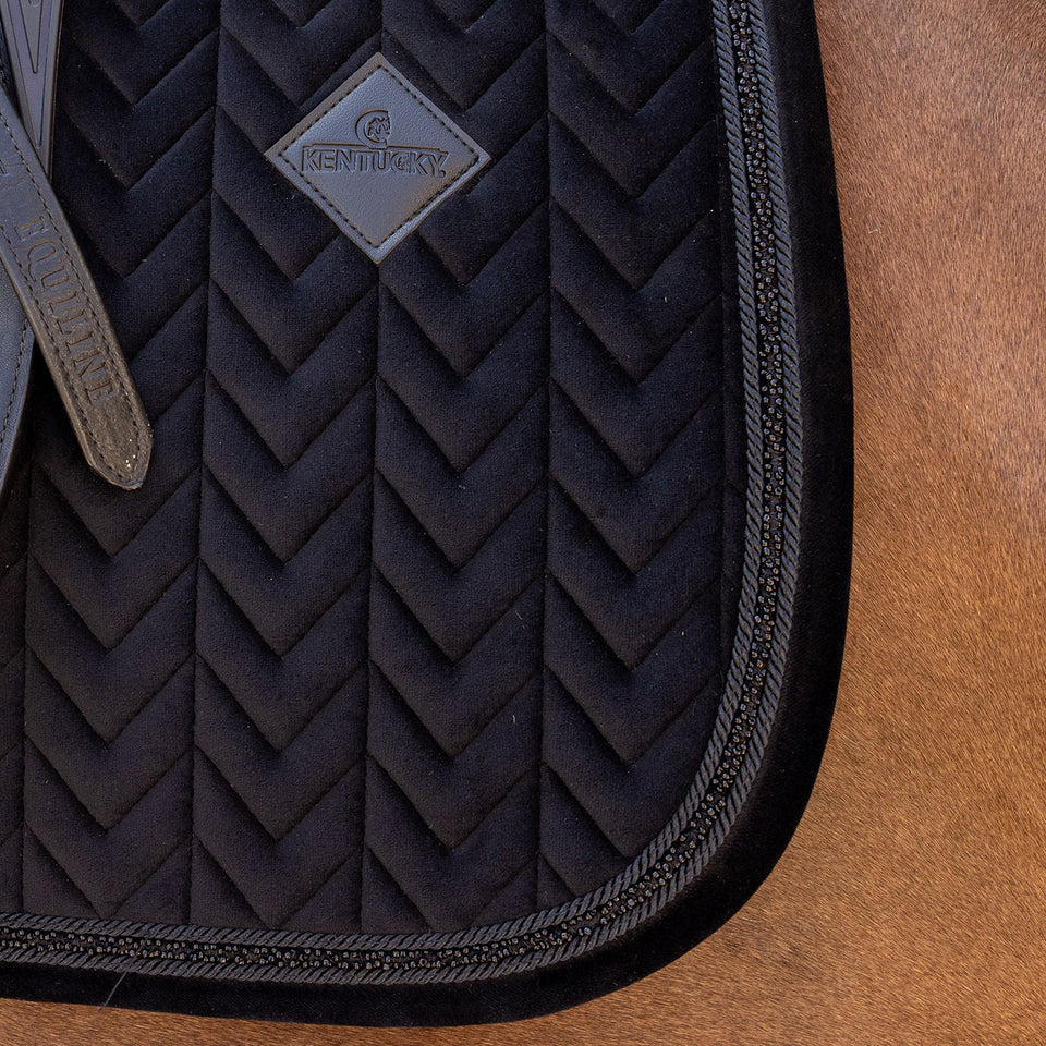 Kentucky Horsewear Velvet Mini Pearls Dressage Saddle Cloth - Black