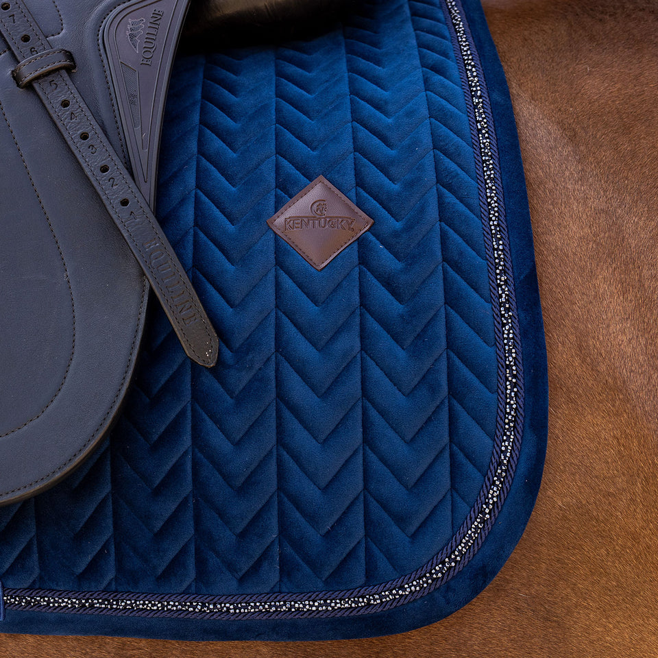 Kentucky Horsewear Velvet Mini Pearls Dressage Saddle Cloth - Navy