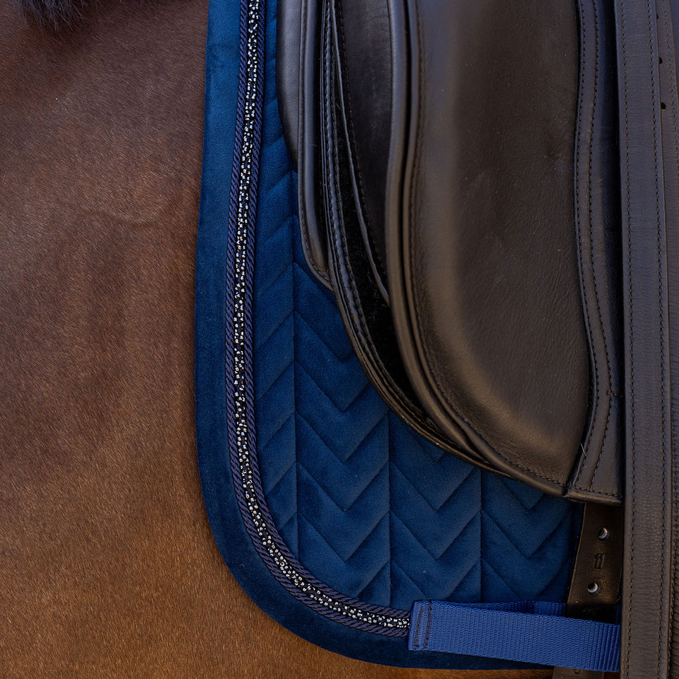 Kentucky Horsewear Velvet Mini Pearls Dressage Saddle Cloth - Navy