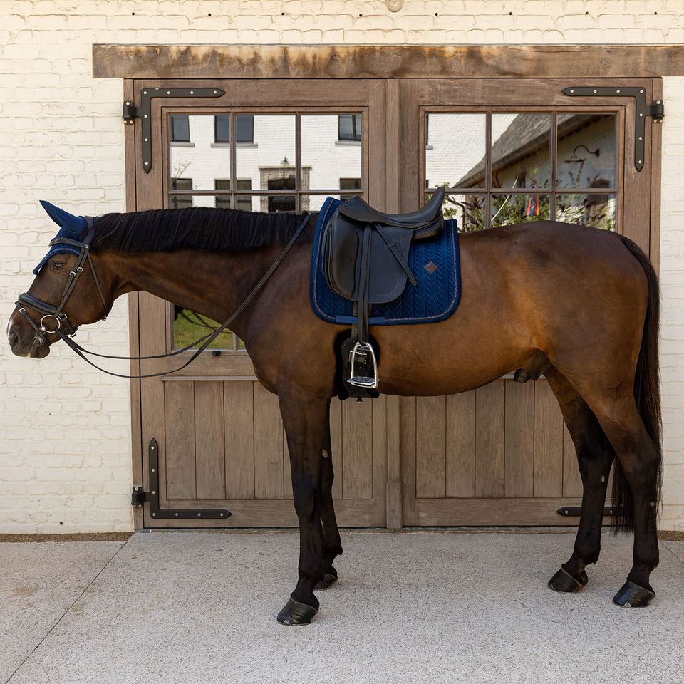 Kentucky Horsewear Velvet Mini Pearls Dressage Saddle Cloth - Navy