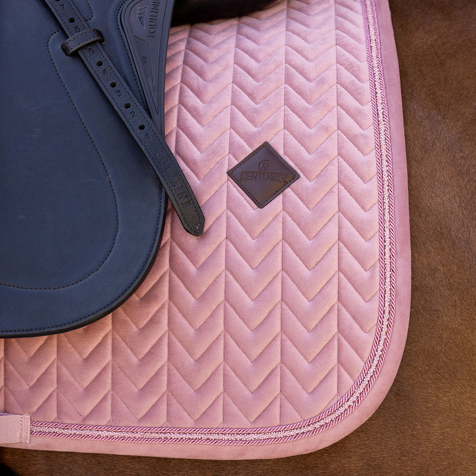 Kentucky Horsewear Velvet Mini Pearls Dressage Saddle Cloth - Old Rose