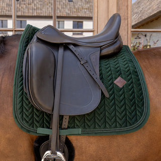 Kentucky Horsewear Velvet Mini Pearls Dressage Saddle Cloth - Pine Green