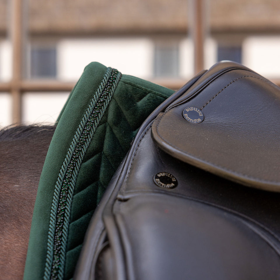 Kentucky Horsewear Velvet Mini Pearls Dressage Saddle Cloth - Pine Green
