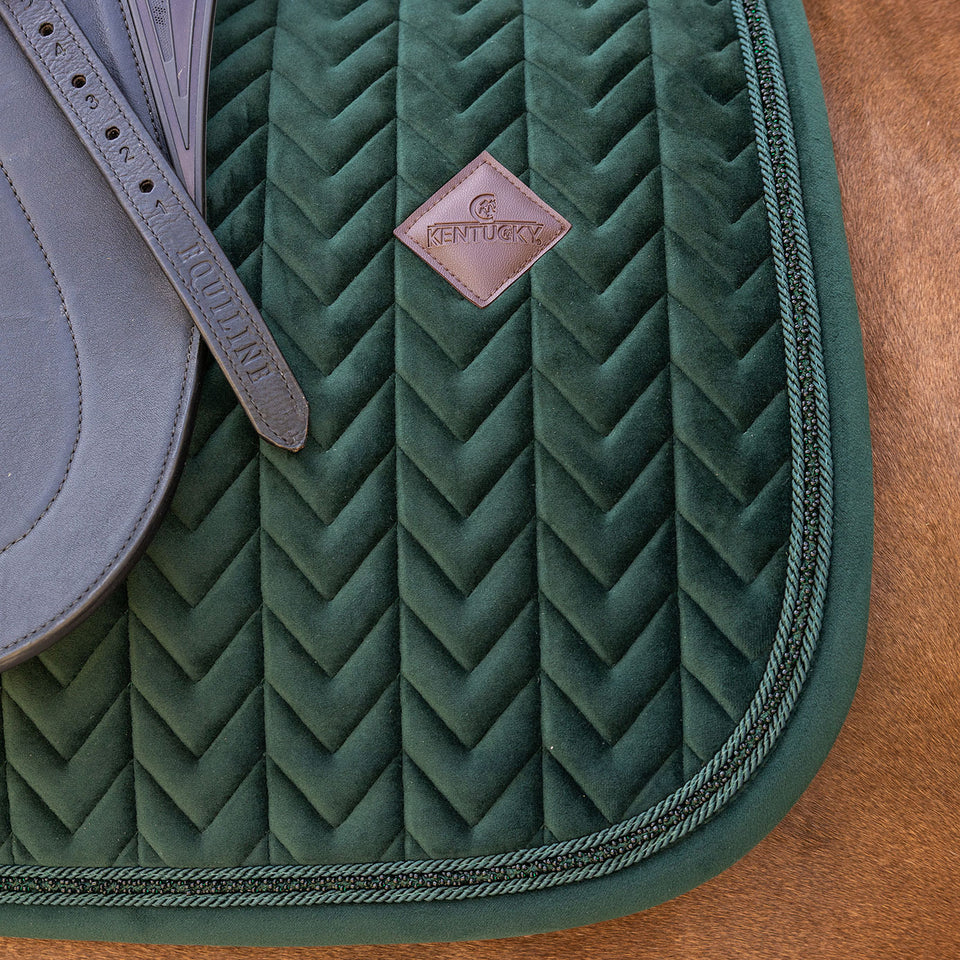 Kentucky Horsewear Velvet Mini Pearls Dressage Saddle Cloth - Pine Green